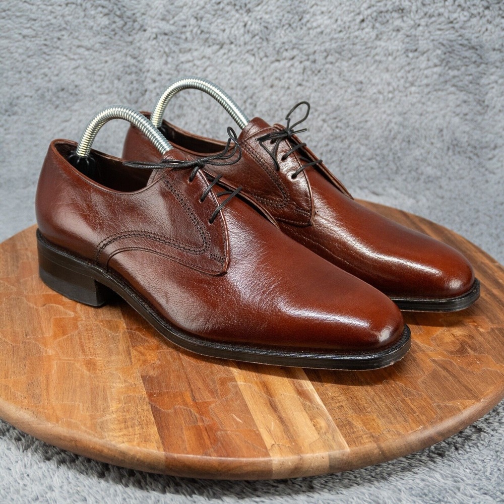 FREEMAN Dark Brown Free-Flex Oxfords Apron Toe Lace-Up Men's 7.5 E